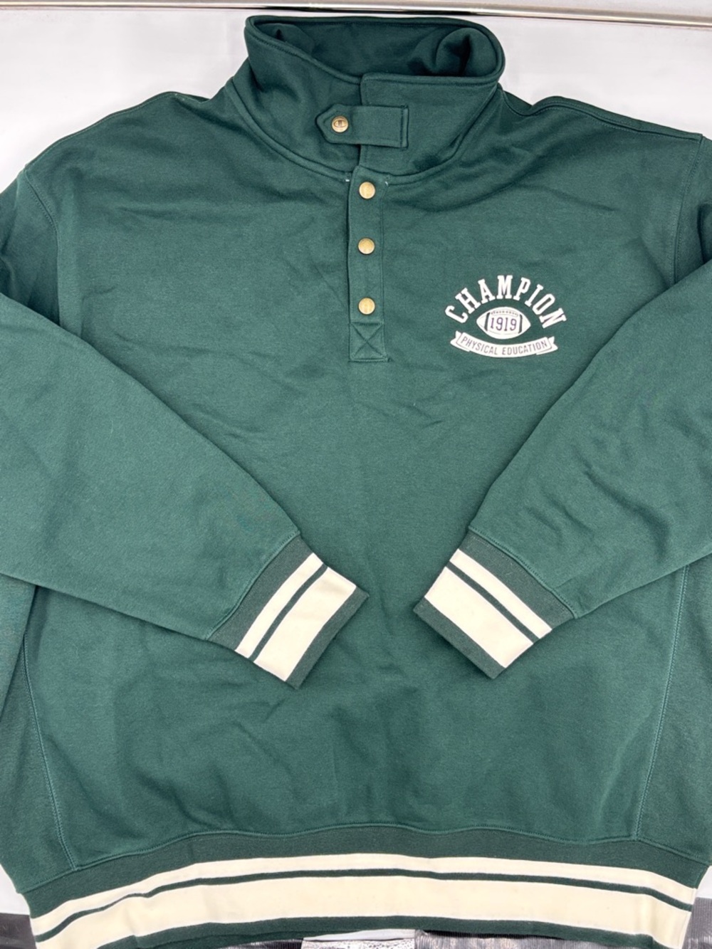 Champion Physical Education Snap Mock Neck Sweatshirt in Pine Grove